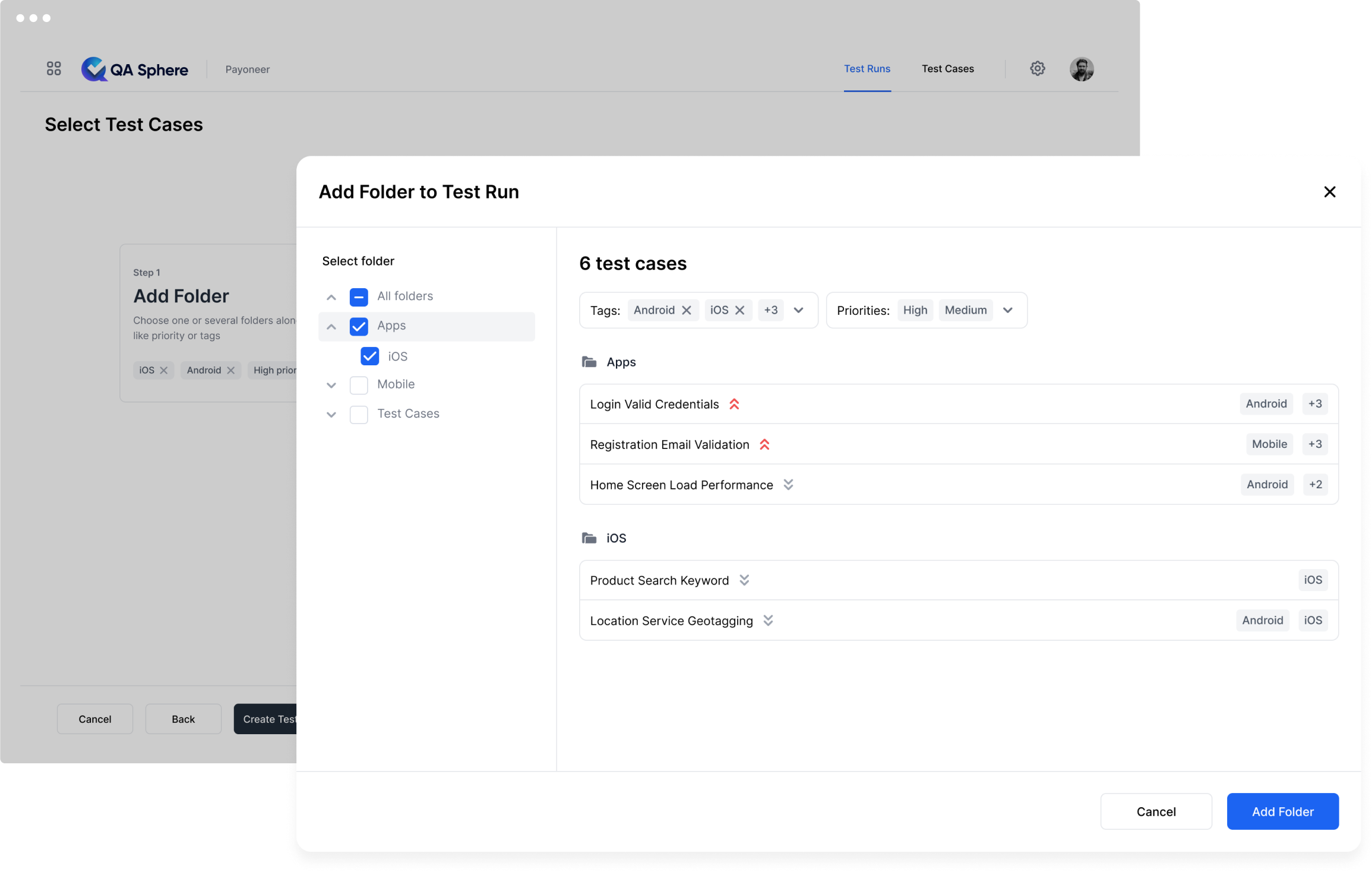 screenshot of QA Sphere